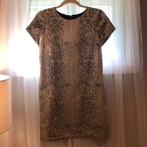 Snakeskin metallic print shift dress